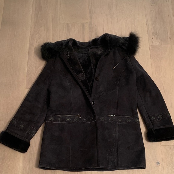 Valentino Jackets & Blazers - Valentino Dark Teddy Jacket with Fur Accents